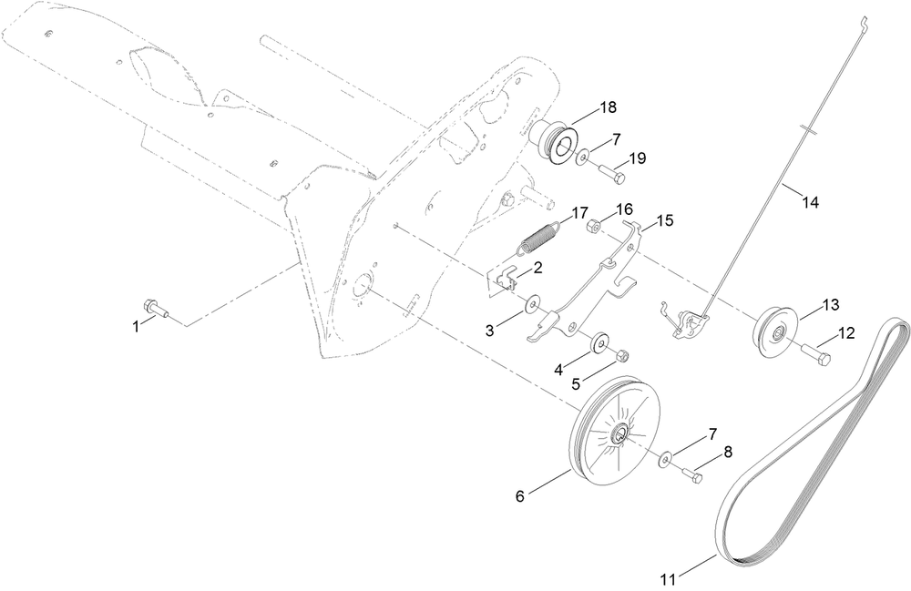Rotor Drive Assembly Diagram and Parts List for 38568 407000000 - 999999999 Toro Snow Blower
