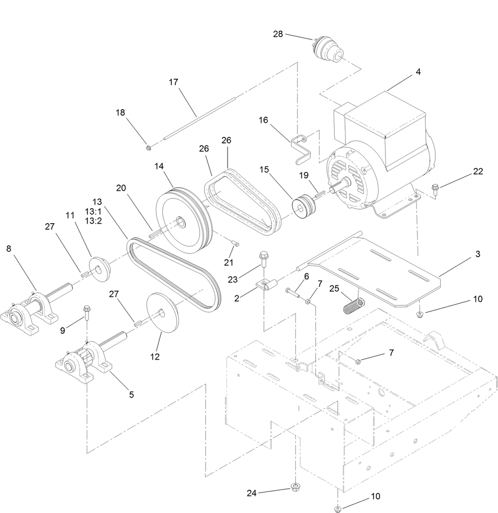 Drive Assembly Diagram and Parts List for 60219 400000000 - 404319999 Toro Cement Mixer