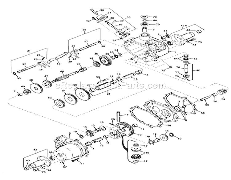 Transaxle Peerless Model No. 615 Assembly Diagram and Parts List for 55166 3000001-3999999 - 1973 Toro Lawn Tractor