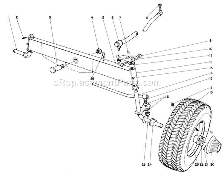 Front Axle Assembly Diagram and Parts List for 55166 3000001-3999999 - 1973 Toro Lawn Tractor