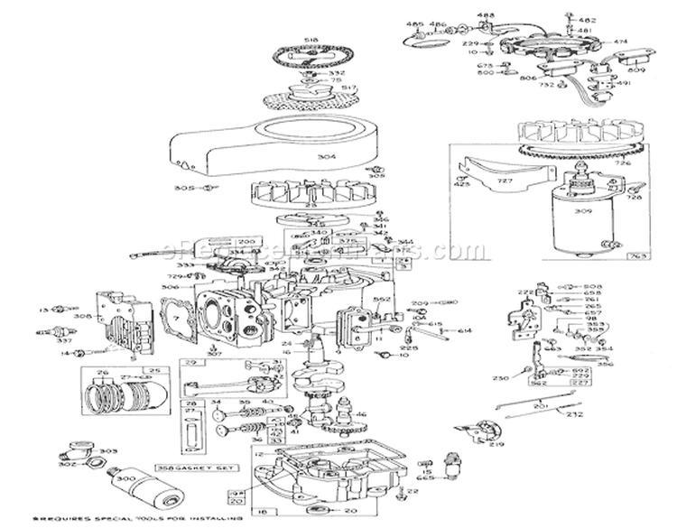 Model 190707-0142 Engine Assembly (electric Start) Briggs & Stratton Diagram and Parts List for 55256 1000001-1999999 - 1971 Toro Lawn Tractor