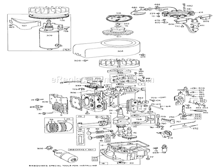 Model 191707-0124 Engine Assembly (electric Start) Briggs & Stratton Diagram and Parts List for 55256 1000001-1999999 - 1971 Toro Lawn Tractor