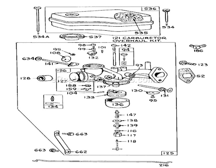 Model No. 390417 Carburetor Assembly (for Engine 191707-0124 And 190707-0142) Diagram and Parts List for 55256 1000001-1999999 - 1971 Toro Lawn Tractor