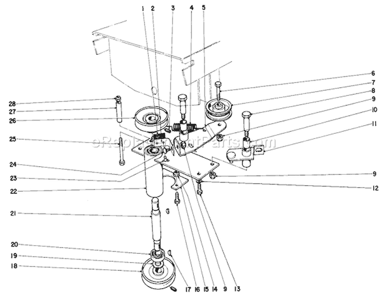 Power Take-Off Assembly Diagram and Parts List for 55256 1000001-1999999 - 1971 Toro Lawn Tractor