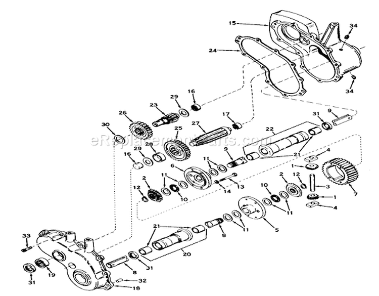 Transaxle (peerless) Model No. 1302 Assembly Diagram and Parts List for 55256 1000001-1999999 - 1971 Toro Lawn Tractor