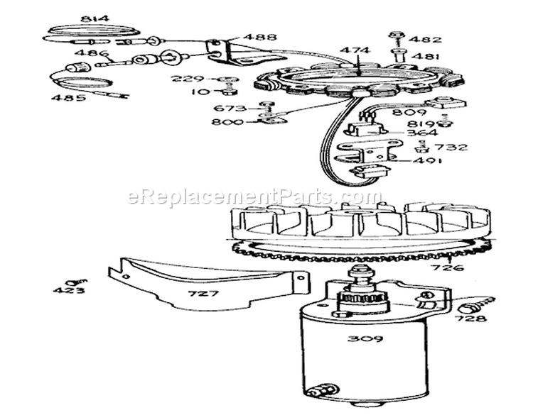 Alternator And Starter Assembly Diagram and Parts List for 55256 1000001-1999999 - 1971 Toro Lawn Tractor