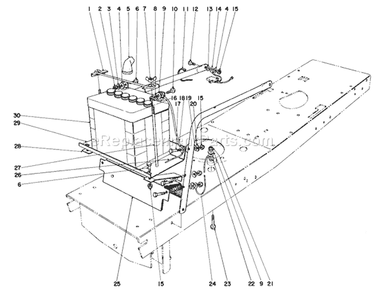 Electrical Assembly Diagram and Parts List for 55256 1000001-1999999 - 1971 Toro Lawn Tractor