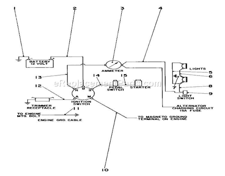 Electric Wiring Schematic For Engine 221-347 (190707-0142) and 221-349 (191707-0124) Diagram and Parts List for 55256 1000001-1999999 - 1971 Toro Lawn Tractor