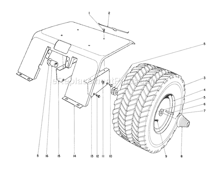 Rear Tire And Fender Assembly Diagram and Parts List for 55275 2000001-2999999 - 1972 Toro Lawn Tractor