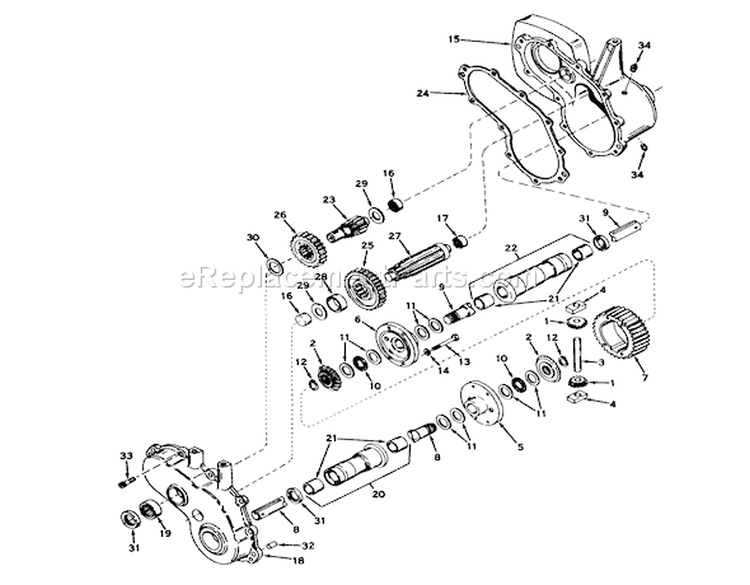 Transaxle (peerless) Model No. 1302 Assembly Diagram and Parts List for 55275 2000001-2999999 - 1972 Toro Lawn Tractor
