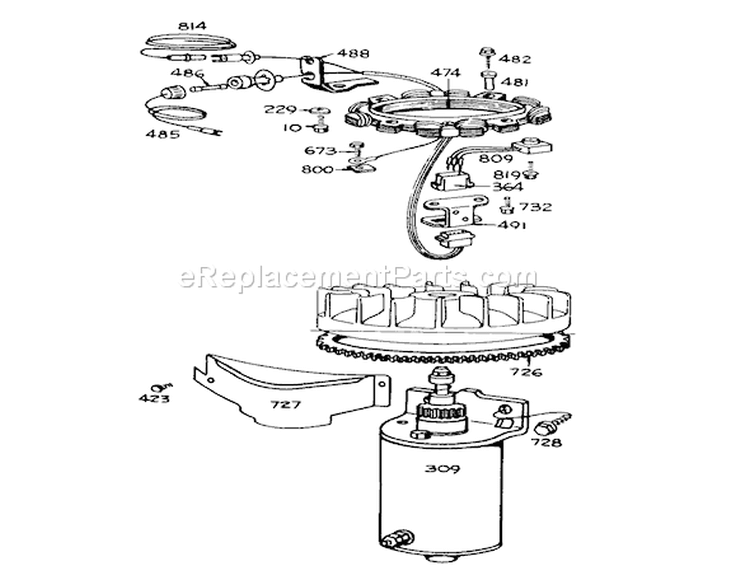 Alternator And Starter Assembly Diagram and Parts List for 55275 2000001-2999999 - 1972 Toro Lawn Tractor