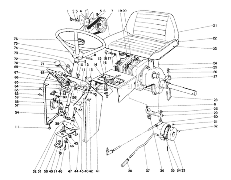 Dash And Transaxle Assembly Diagram and Parts List for 55275 2000001-2999999 - 1972 Toro Lawn Tractor
