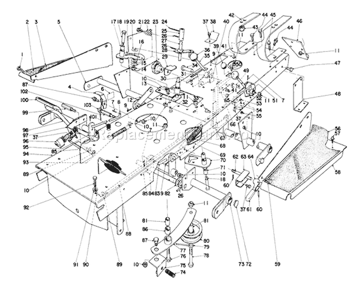Frame Assembly Diagram and Parts List for 55275 2000001-2999999 - 1972 Toro Lawn Tractor