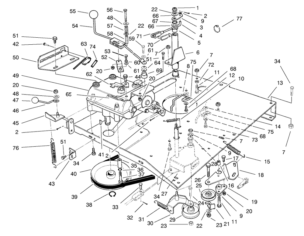 Transmission & Linkage Assembly Diagram and Parts List for 70060 89000001 - 89999999 Toro Lawn Tractor