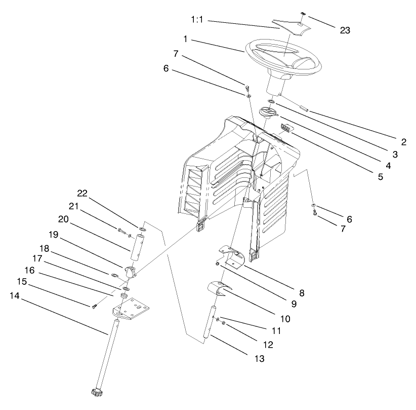 Steering Assembly Diagram and Parts List for 71208 8900001 - 8999999 Toro Lawn Tractor