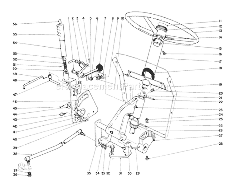 Steering And Lift Arm Assembly Diagram and Parts List for 55402 0000001-0999999 - 1970 Toro Lawn Tractor