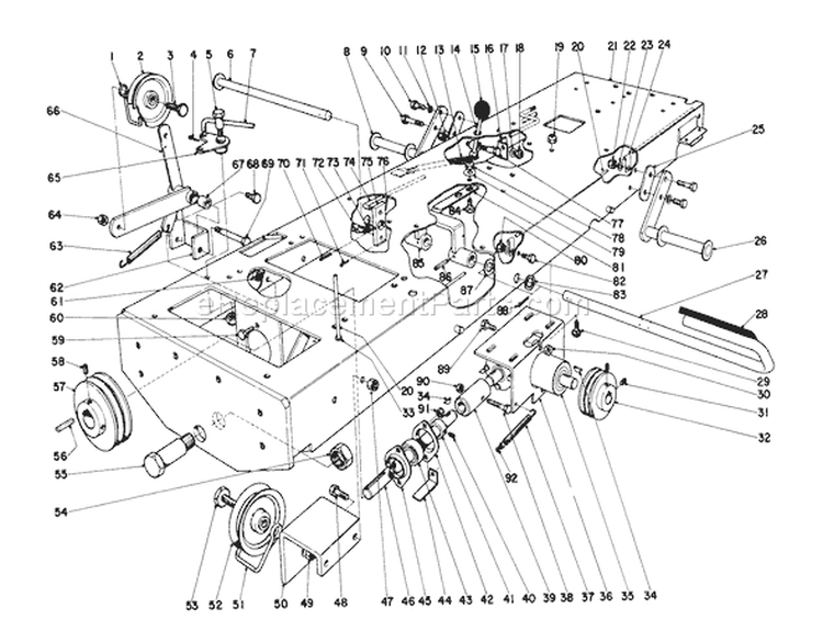Chassis Assembly Diagram and Parts List for 55402 0000001-0999999 - 1970 Toro Lawn Tractor