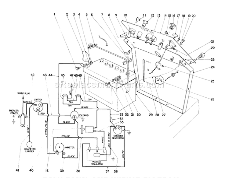 Dash Panel And Wiring Diagram Diagram and Parts List for 55402 0000001-0999999 - 1970 Toro Lawn Tractor