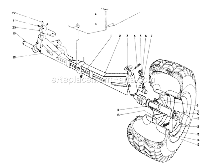 Front Axle Assembly Diagram and Parts List for 55402 0000001-0999999 - 1970 Toro Lawn Tractor
