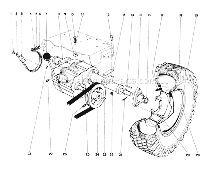 Rear Axle Assembly Diagram and Parts List for 55402 0000001-0999999 - 1970 Toro Lawn Tractor