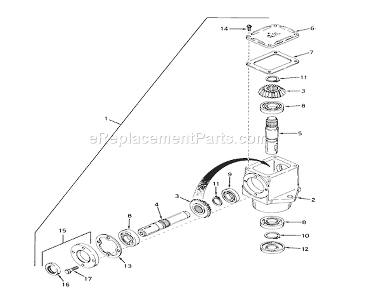 Right Angle Gear Box Assembly Model P1487-P91 Diagram and Parts List for 55402 0000001-0999999 - 1970 Toro Lawn Tractor