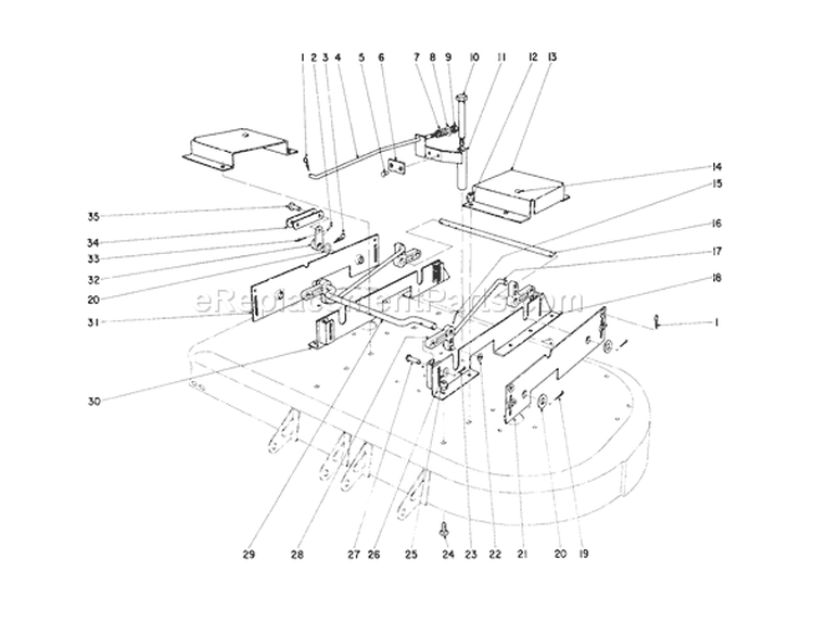 42" Mower Deck Linkage Assembly Diagram and Parts List for 55302 1000001-1999999 - 1971 Toro Lawn Tractor