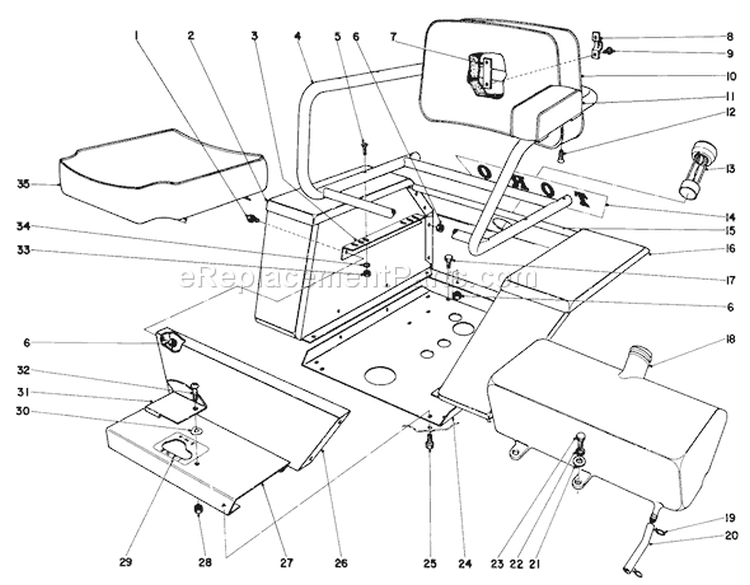 Seat And Fender Assembly Diagram and Parts List for 55302 9000001-9999999 - 1969 Toro Lawn Tractor