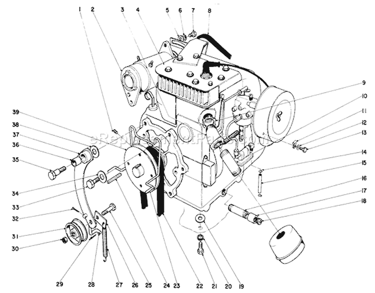 Engine Assembly Diagram and Parts List for 55302 9000001-9999999 - 1969 Toro Lawn Tractor