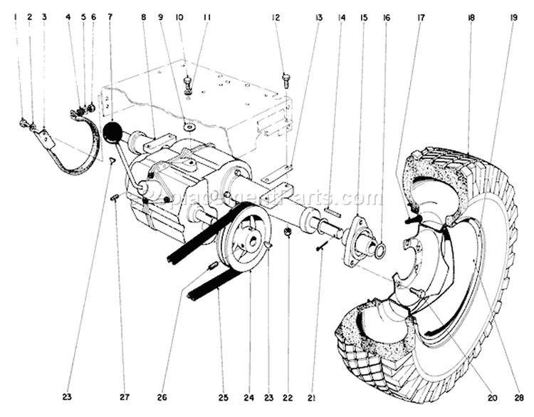 Rear Axle Assembly Diagram and Parts List for 55302 9000001-9999999 - 1969 Toro Lawn Tractor