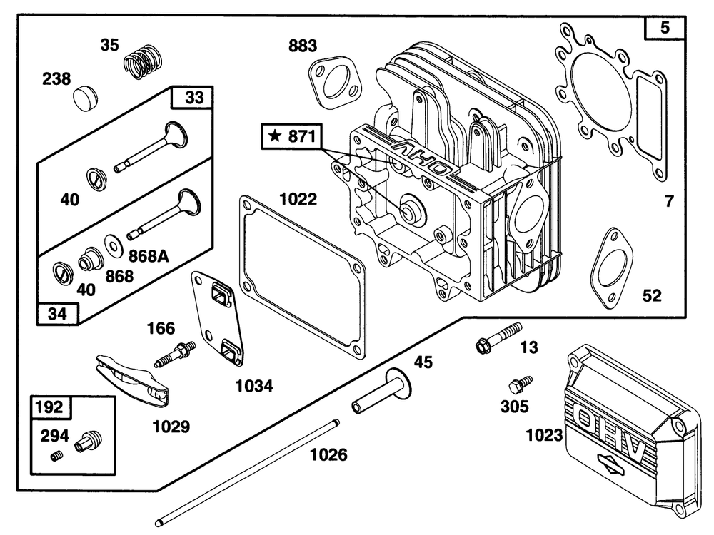 Engine Briggs & Stratton Model 28n707-0131-01 Diagram and Parts List for 71193 6900001 - 6999999 Toro Lawn Tractor