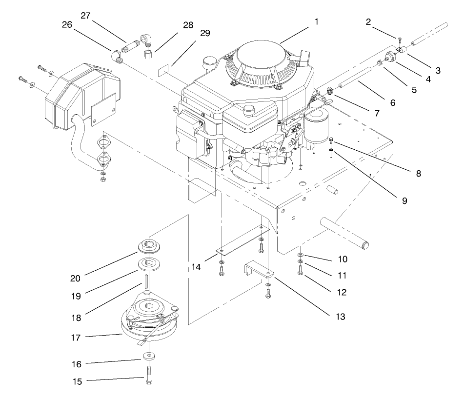 Engine Assembly Diagram and Parts List for 30159 790001 - 795100 Toro Lawn Tractor Accessories