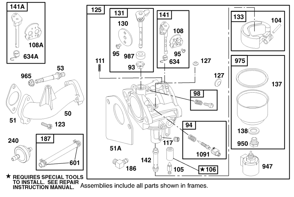 Engine Briggs & Stratton Model 28n777-1174-E1 Diagram and Parts List for 71219 8900001 - 8999999 Toro Lawn Tractor
