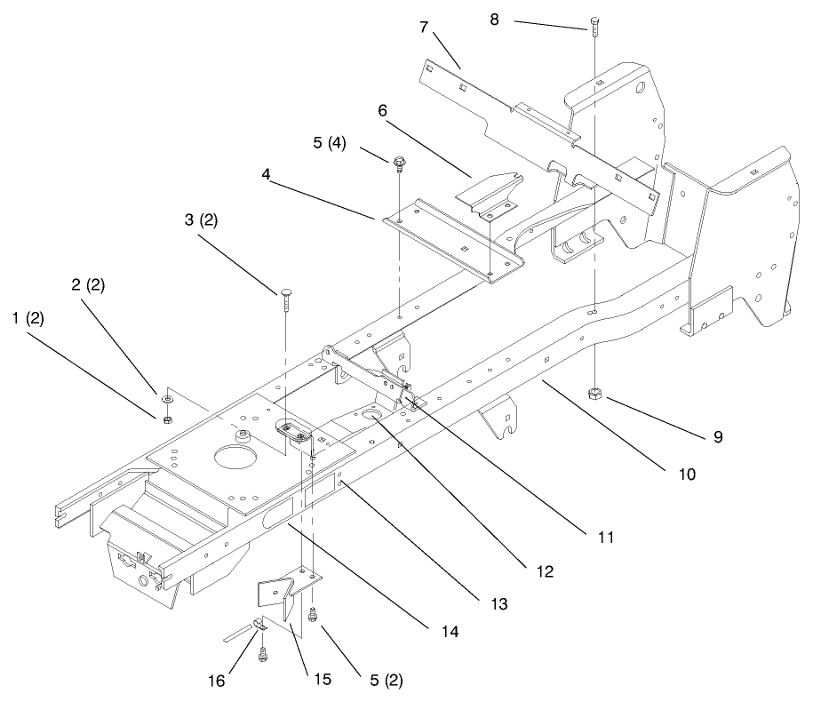 Frame Diagram and Parts List for 72102 7900001 - 7999999 Toro Lawn Tractor