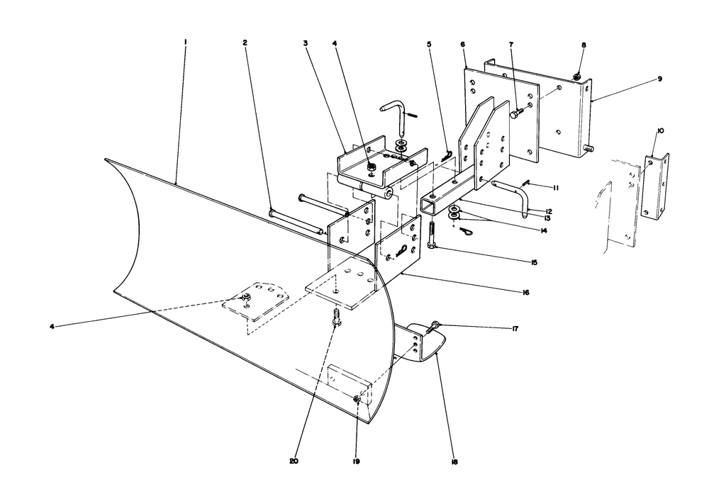 Grader Blade Assembly Model 59099 (Optional) Diagram and Parts List for 38052 7000001 - 7999999 Toro Snow Blower