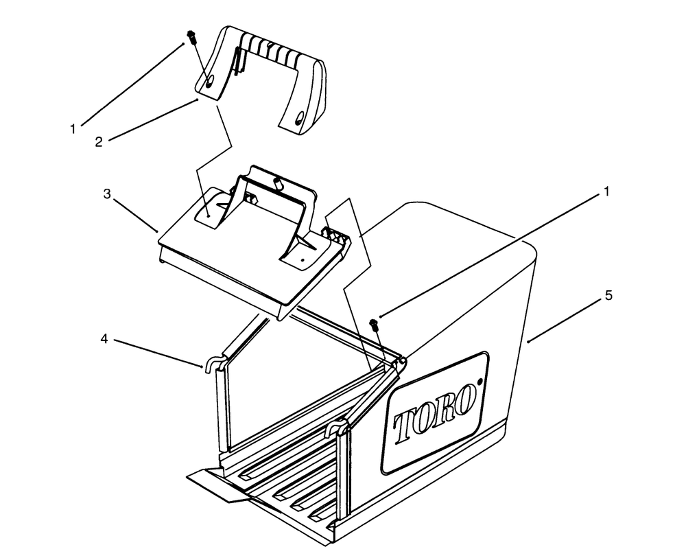 Grass Bag Assembly Diagram and Parts List for 26631BC 5900001 - 5999999 Toro Lawn Mower