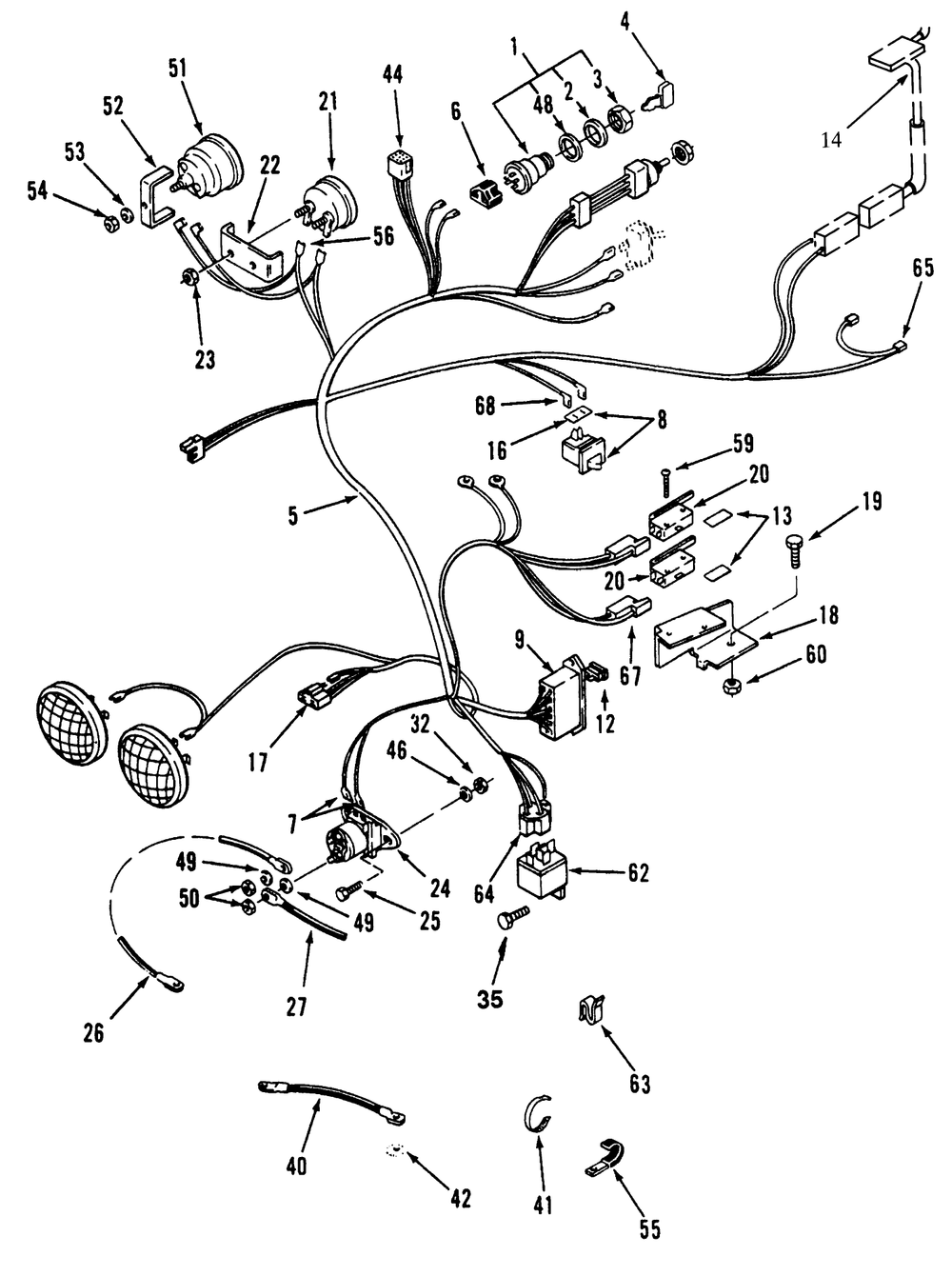 Electrical System Diagram and Parts List for 73401 4900001 - 4999999 Toro Lawn Tractor
