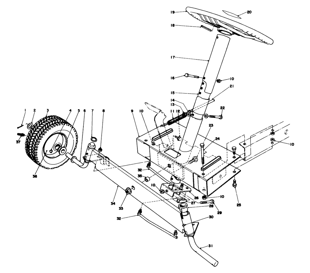 Front Axle Assembly Diagram and Parts List for 56033 4000001 - 4999999 Toro Lawn Tractor