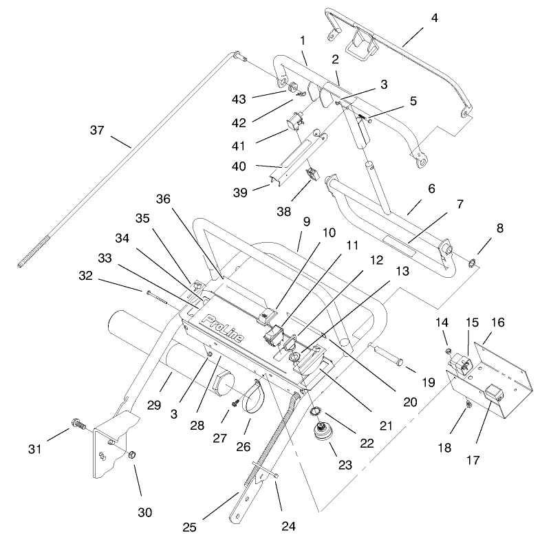 Handle & Control Panel Assembly Diagram and Parts List for 30183 890001 - 899999 Toro Lawn Tractor Accessories
