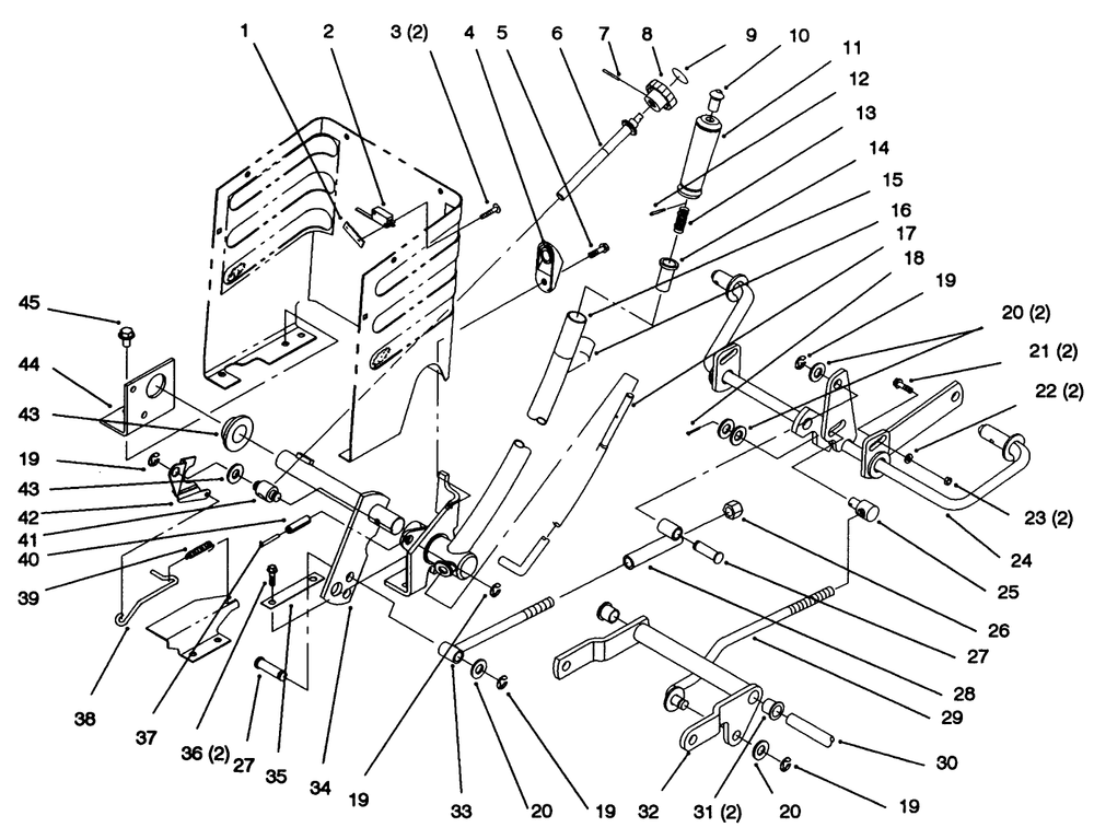 Lift Lever And Height Of Cut Diagram and Parts List for 72102 6900001 - 6999999 Toro Lawn Tractor