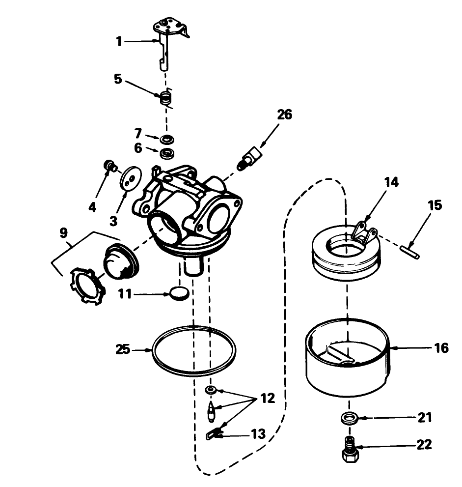 Carburetor No. 632098 Diagram and Parts List for 16575 7000001 - 7999999 Toro Lawn Mower