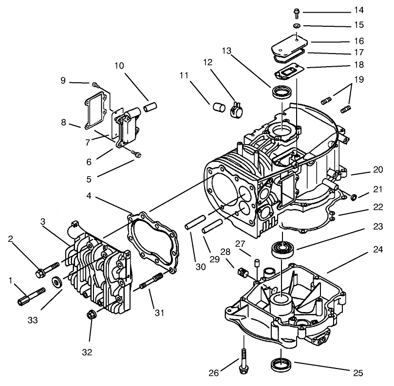 Crankcase Diagram and Parts List for 30165 890001 - 899999 Toro Lawn Tractor Accessories