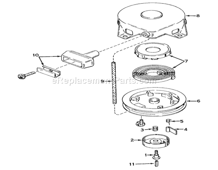 Rewind Starter No. 590420 Diagram and Parts List for 56027 4000001-4999999 - 1974 Toro Lawn Tractor