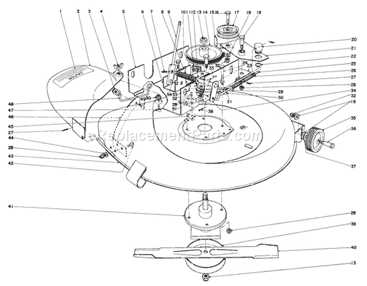 25" Mower Assembly Diagram and Parts List for 56030 3000001-3999999 - 1973 Toro Lawn Tractor