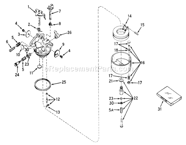 Carburetor No. 631449 Diagram and Parts List for 56033 4000001-4999999 - 1974 Toro Lawn Tractor