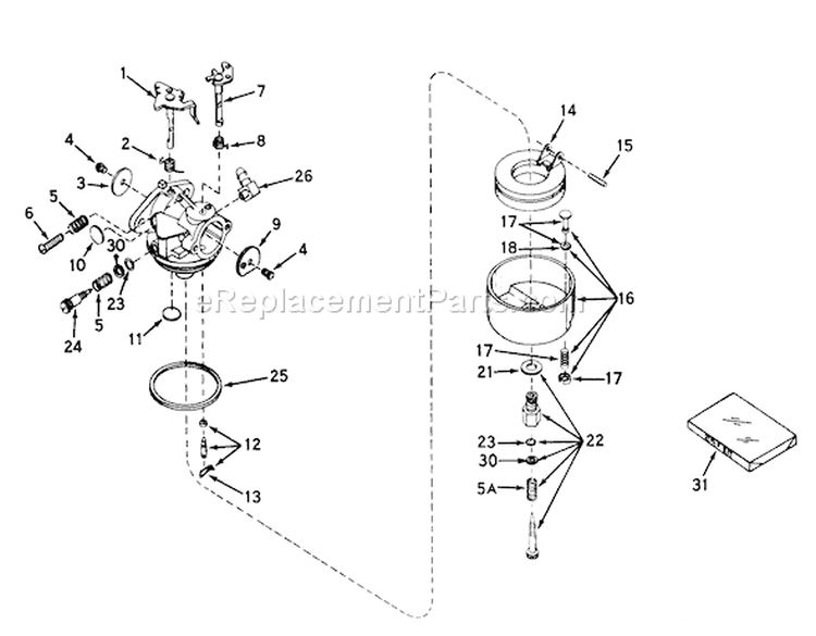 Carburetor No. 631449 Diagram and Parts List for 56033 5000001-5999999 - 1975 Toro Lawn Tractor