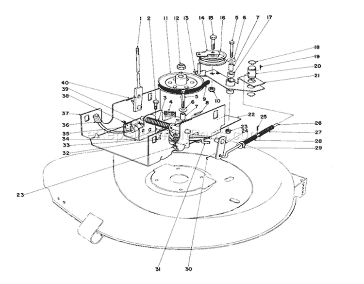 Blade Drive Assembly Diagram and Parts List for 56044 0000001-0999999 - 1980 Toro Lawn Tractor