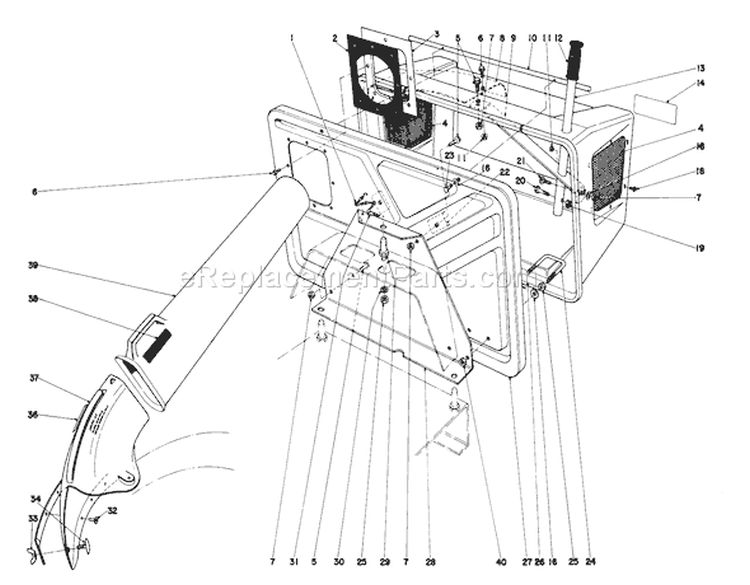 Easy-Empty Grass Catcher Diagram and Parts List for 56044 0000001-0999999 - 1980 Toro Lawn Tractor