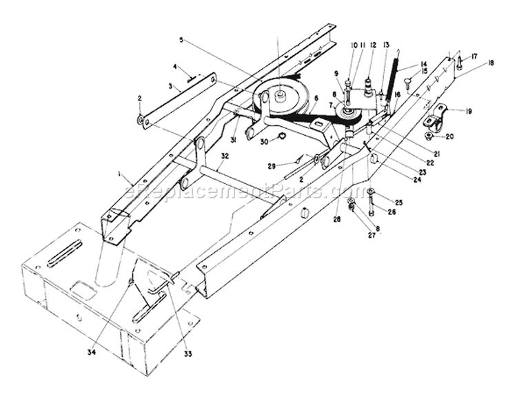 Frame Assembly Diagram and Parts List for 56044 1000001-1999999 - 1981 Toro Lawn Tractor