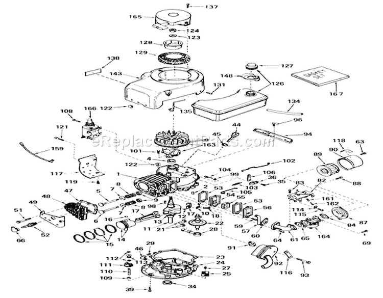 Tecumseh Engine Diagram and Parts List for 56044 1000001-1999999 - 1981 Toro Lawn Tractor