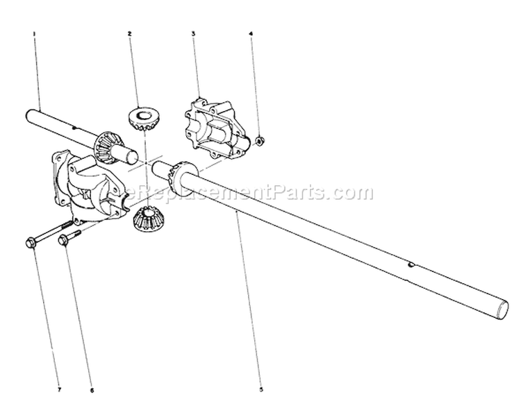 Differentlal Assembly Diagram and Parts List for 56036 6000001-6999999 - 1976 Toro Lawn Tractor